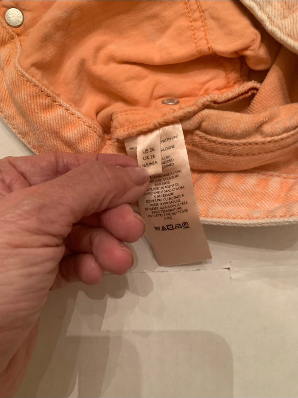 We The Free Washed Peach Button-Front Distressed Denim Shorts - Picture 5 of 11